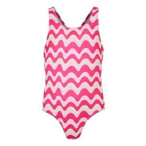 Regatta Girls Katrisse Wavy Lines One Piece Bathing Suit / Pop